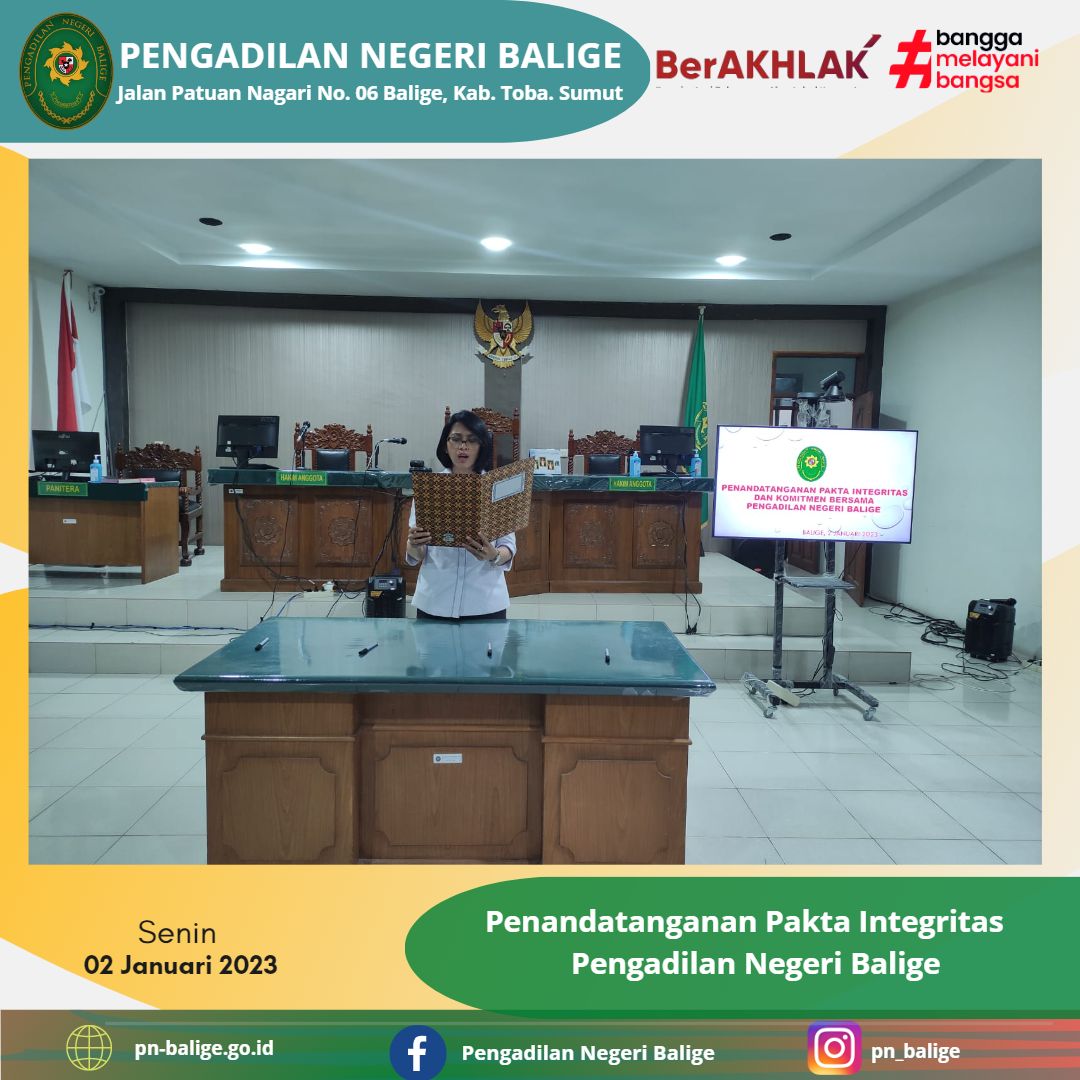 Penandatanganan Pakta Integritas  Pengadilan Negeri Balige